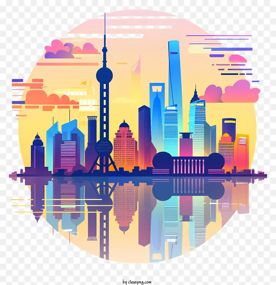 Siluet Kota Shanghai，Cakrawala Kota PNG