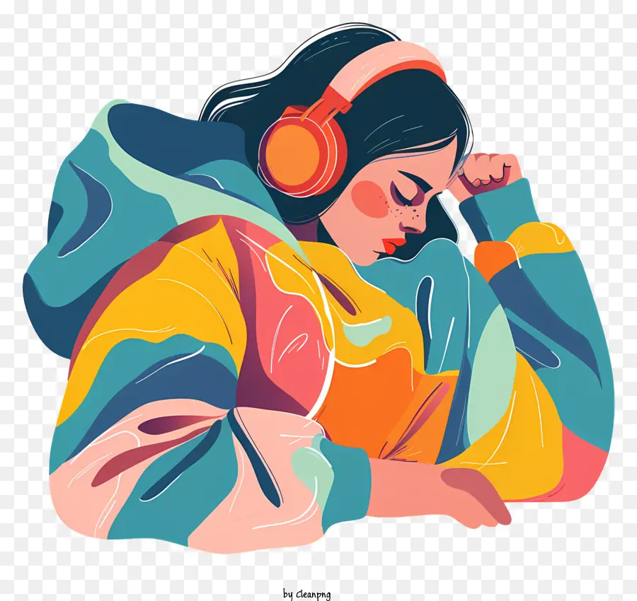 Wanita Sedang Tidur Siang，Gadis Dengan Headphone PNG