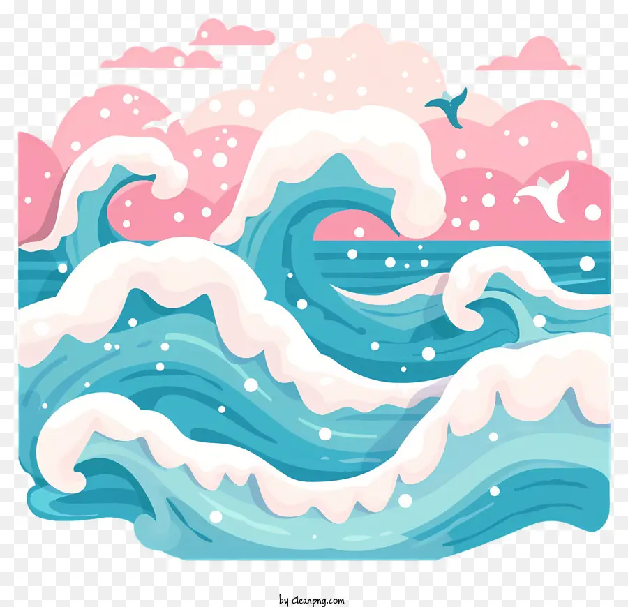 Gelombang Laut，Lukisan PNG