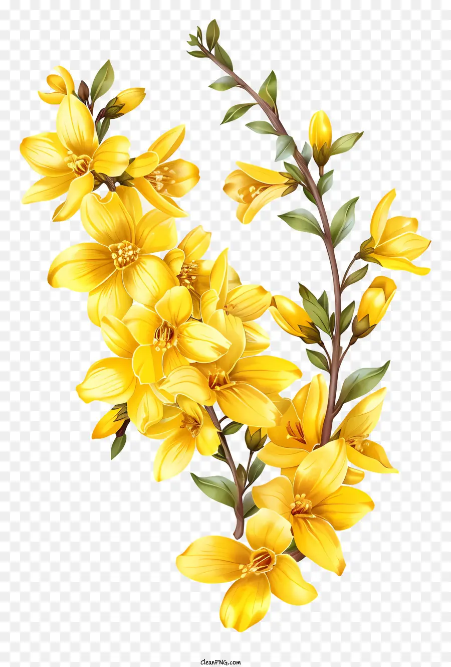 Bunga Forsythia，Bunga Kuning PNG