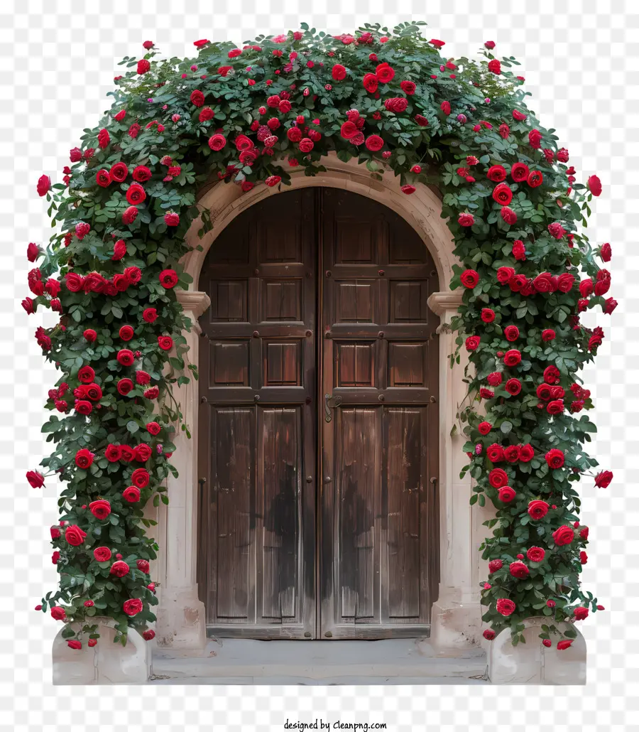 Pintu Bunga Musim Semi，Bingkai Pintu Kayu PNG