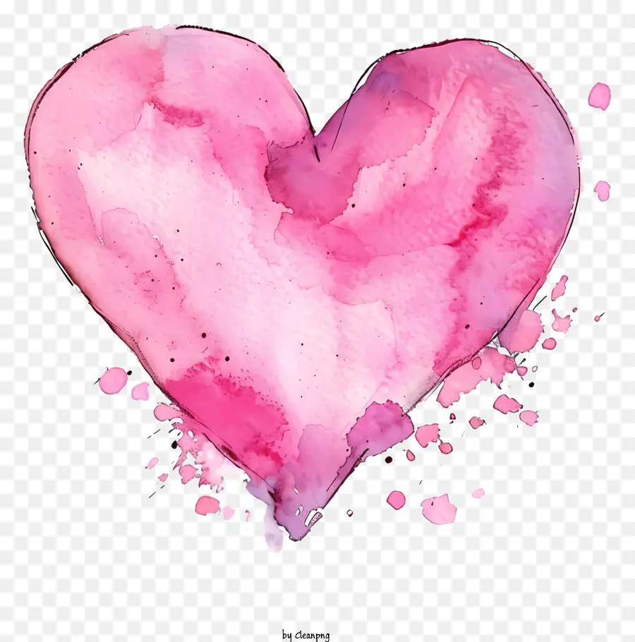 Pink Cat Air Jantung，Lukisan Cat Air PNG