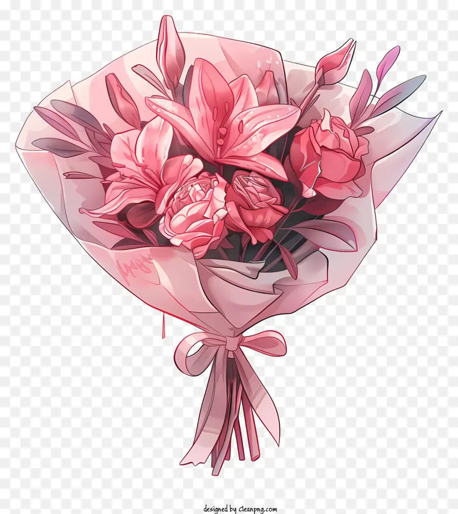 Karangan Bunga Merah Muda，Mawar Merah Muda PNG