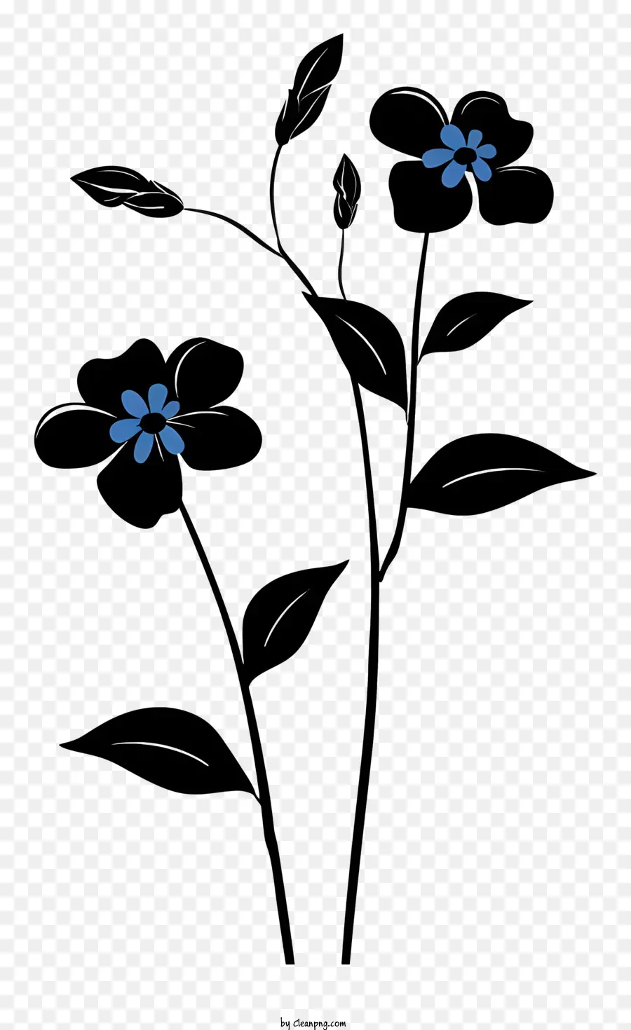 Bunga Siluet，Bunga Bunga Biru PNG