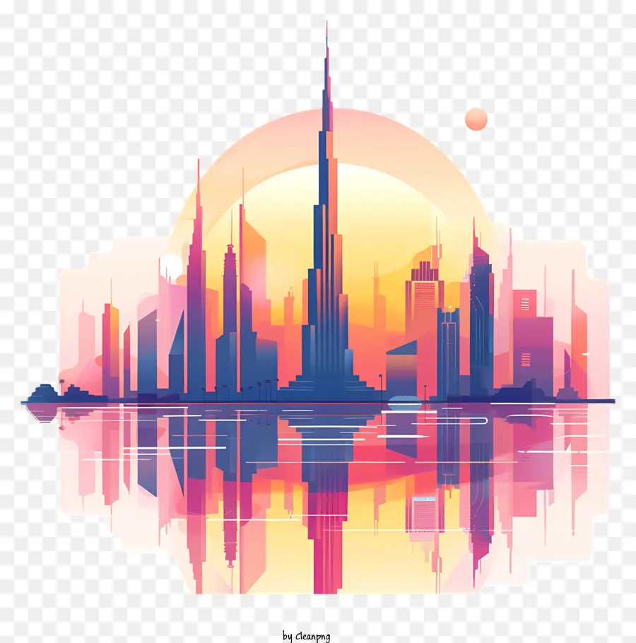 Cakrawala Dubai，Cityscape Futuristik PNG