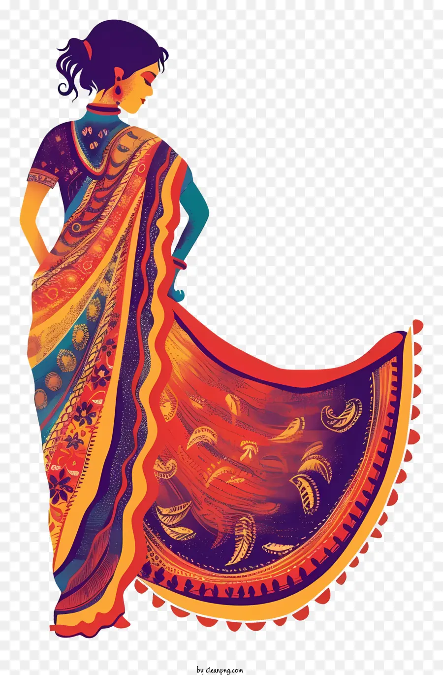 Sari India，Sari Berwarna Warni PNG