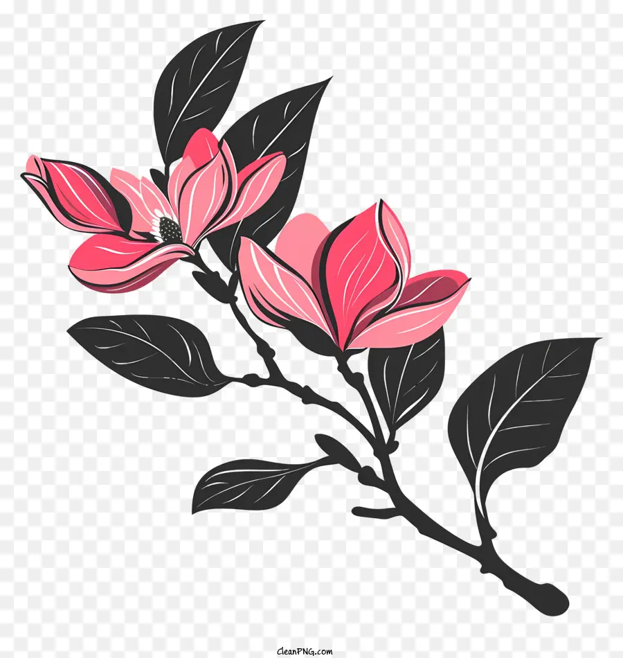 Bunga Siluet，Bunga Merah Muda PNG