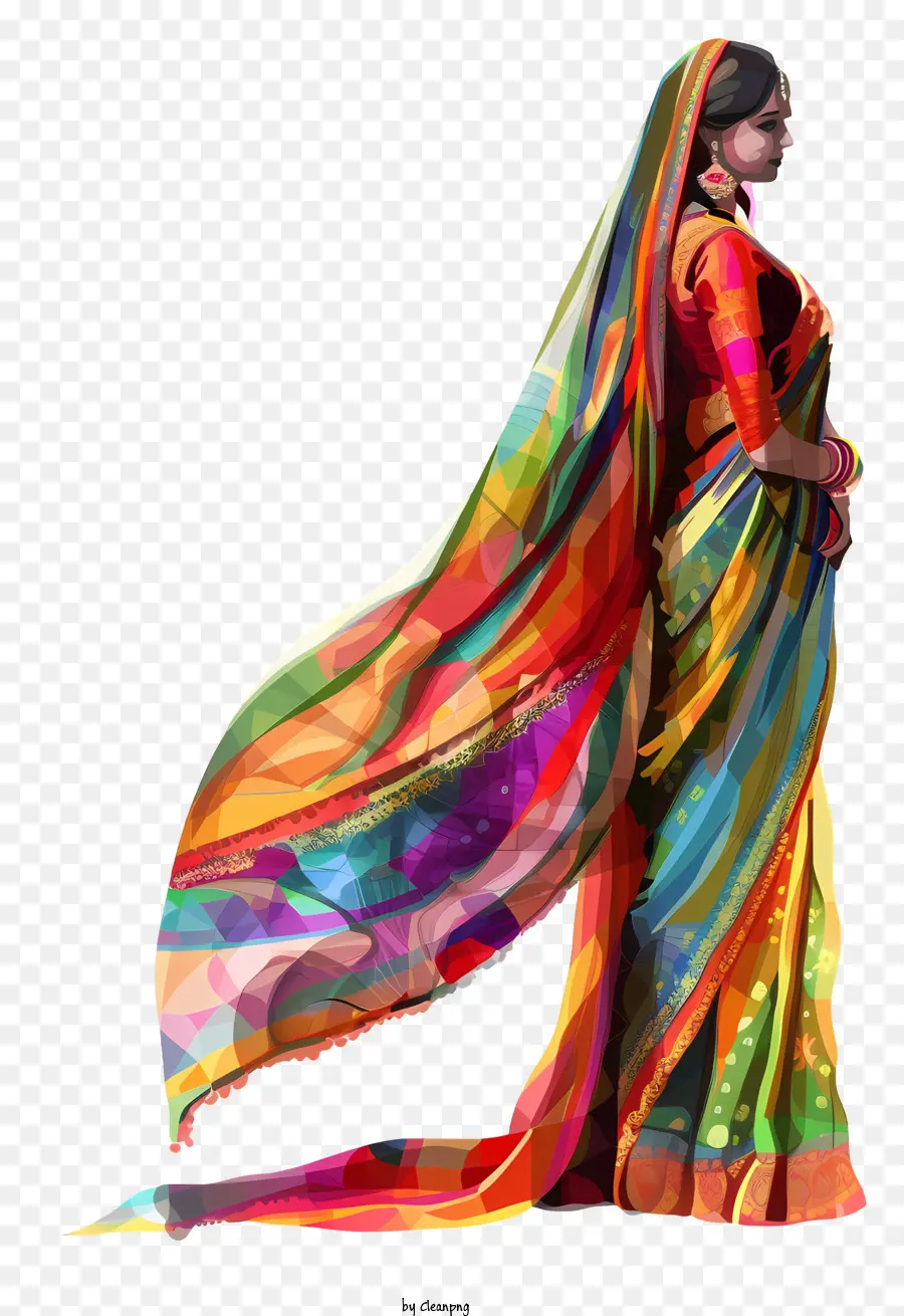 Saree India，Pakaian Berwarna Warni PNG