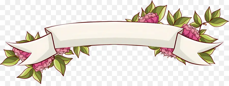 Banner，Bunga Merah Muda Dan Putih PNG