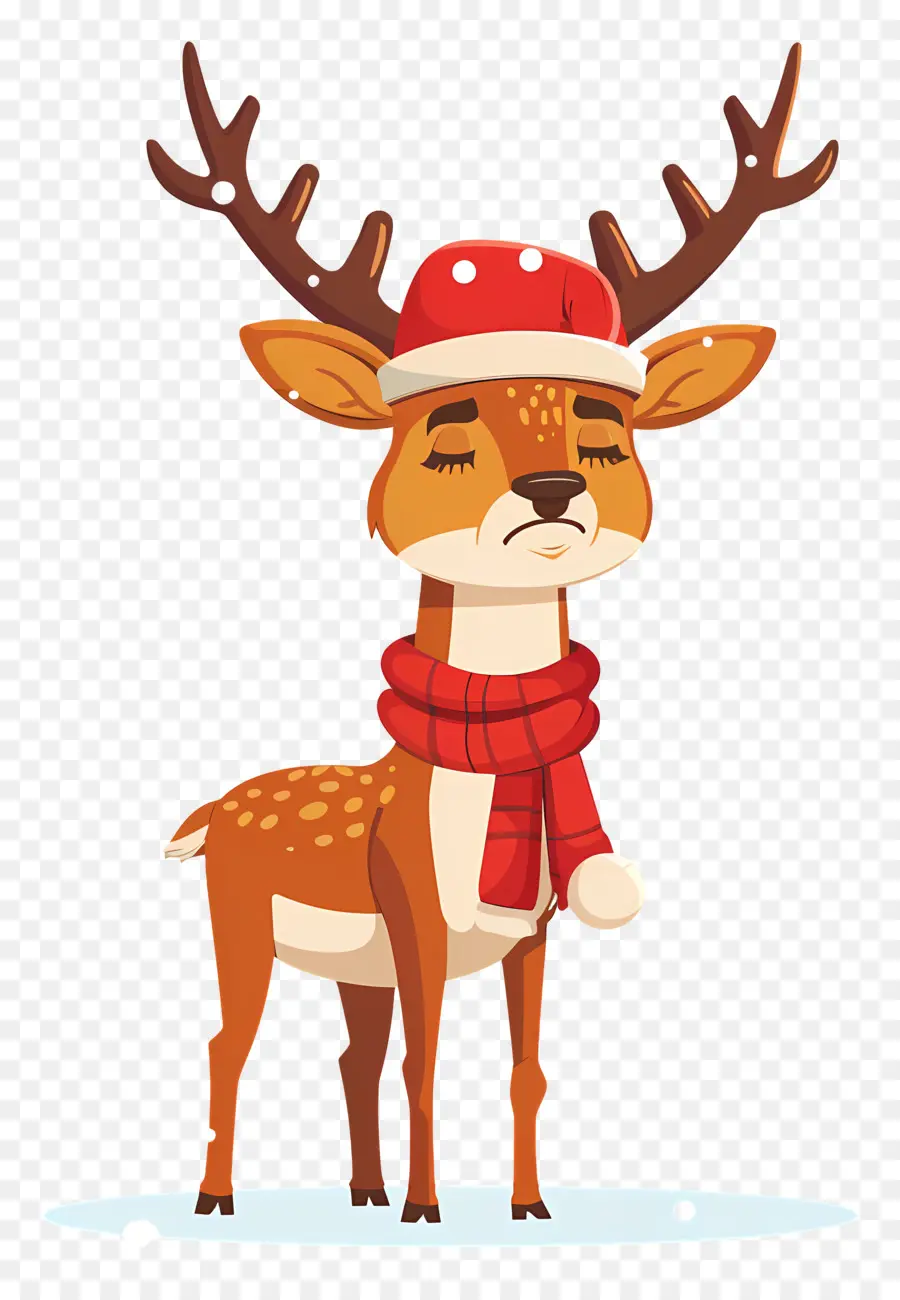 Rusa Yang Kecewa，Rusa Kutub Dengan Santa Hat PNG