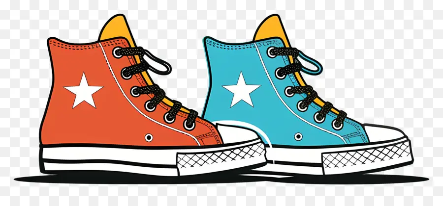 Sepatu Kets Tinggi，Sepatu Biru Dan Oranye PNG