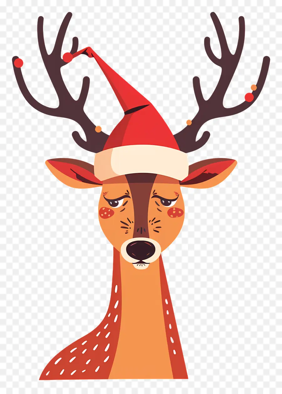 Rusa Yang Kecewa，Rusa Kutub Dengan Santa Hat PNG