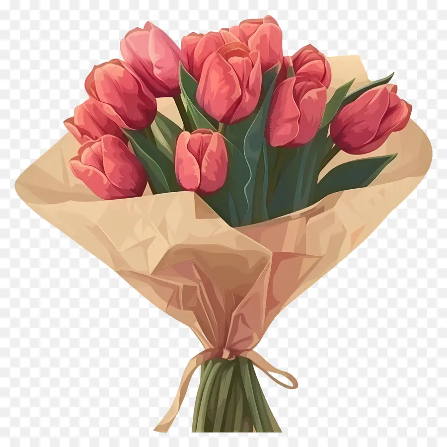 Buket Bunga Tulip，Bunga Merah Muda PNG