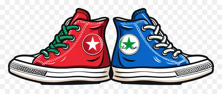 Sepatu Converse，Sepatu Merah Dan Biru PNG