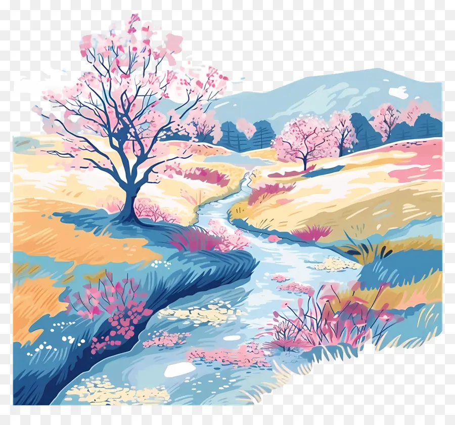 Lukisan Pemandangan，Sakura PNG