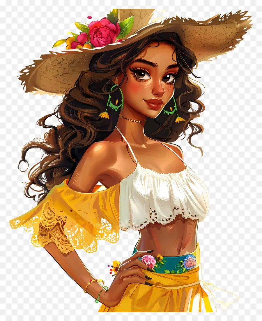 Cinco De Mayo，Wanita Bergaun Kuning PNG