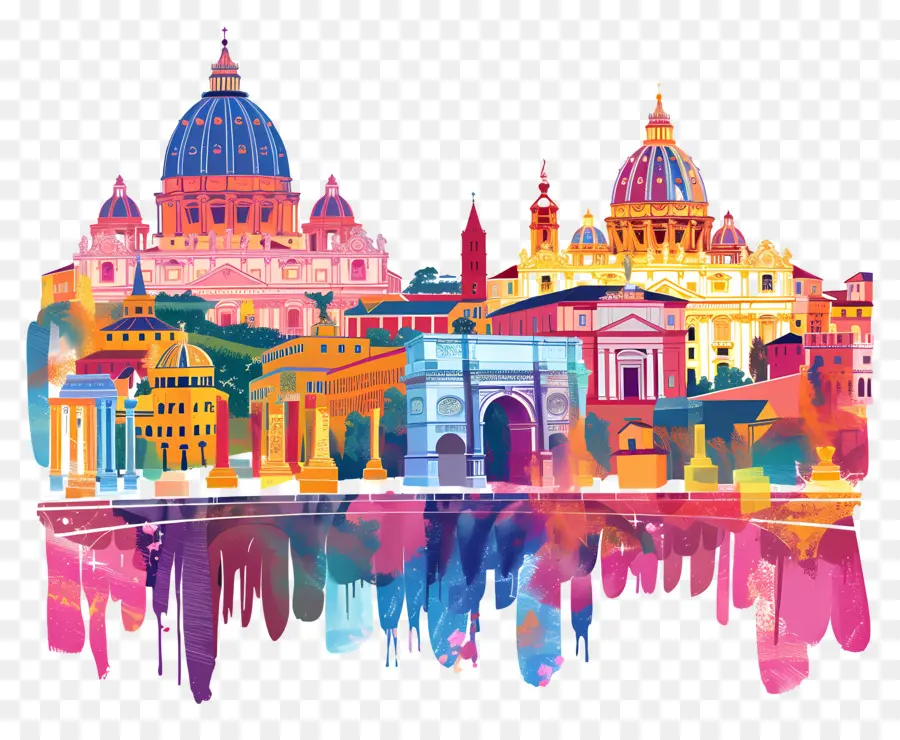Italia Roma，Lukisan Cat Air PNG