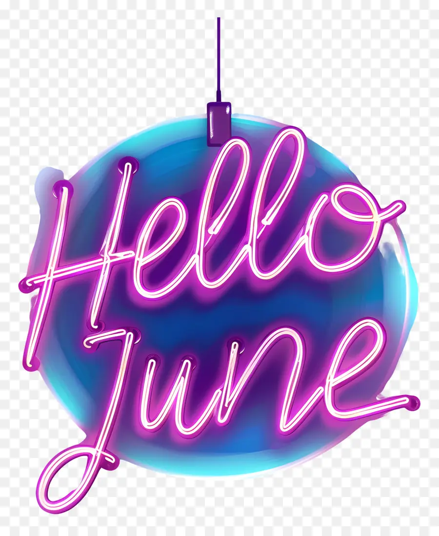 Halo Juni，Neon Bersinar PNG