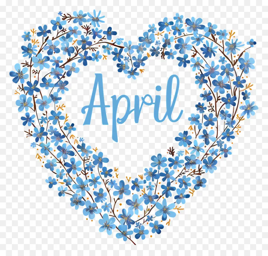 Halo April，Bunga Bunga Biru PNG