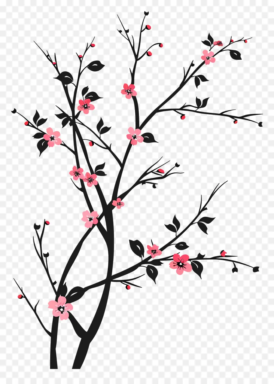 Bunga Siluet，Pohon Sakura PNG