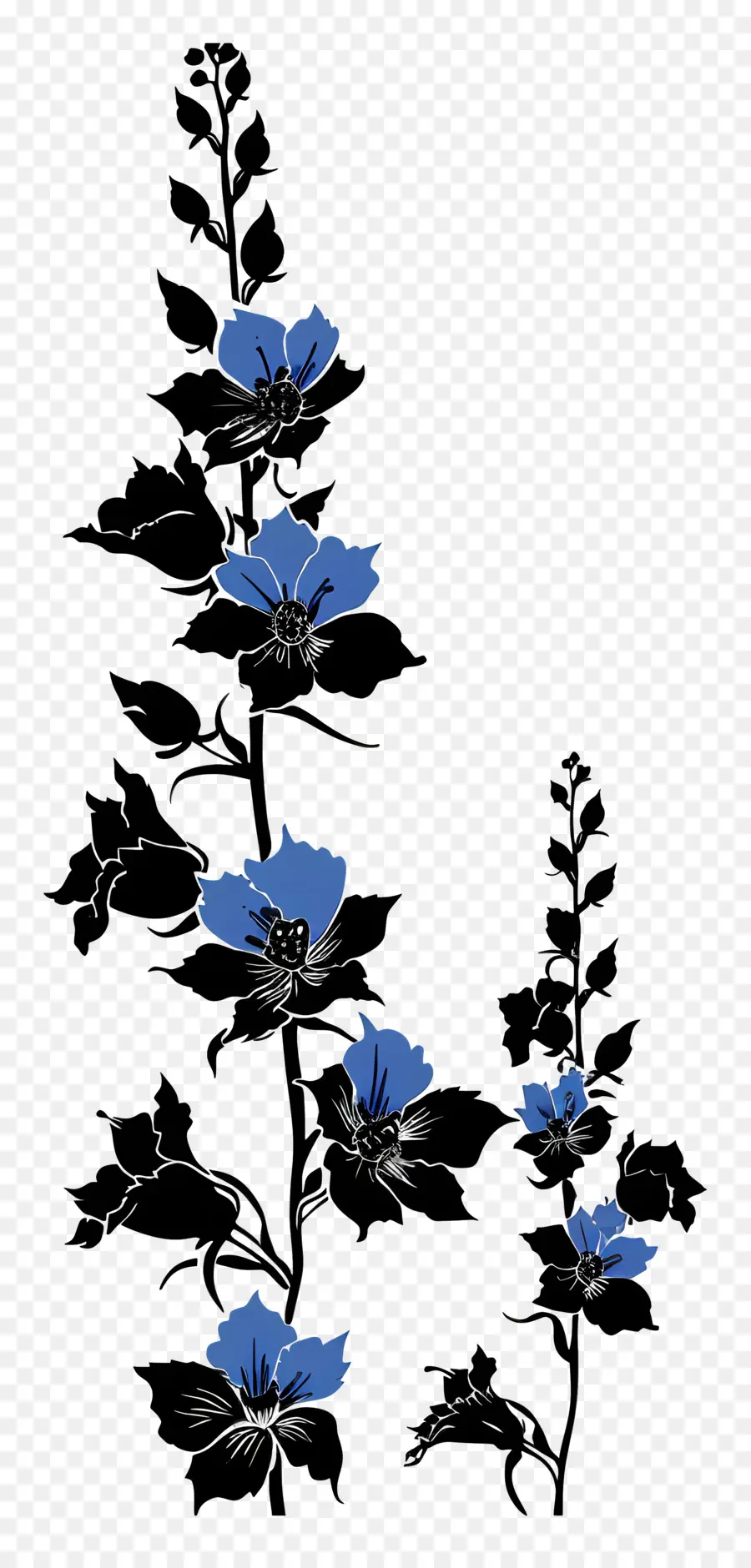 Bunga Siluet，Bunga Bunga Biru PNG