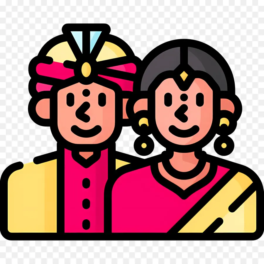 Ikon Pernikahan Hindu，Pakaian Tradisional India PNG