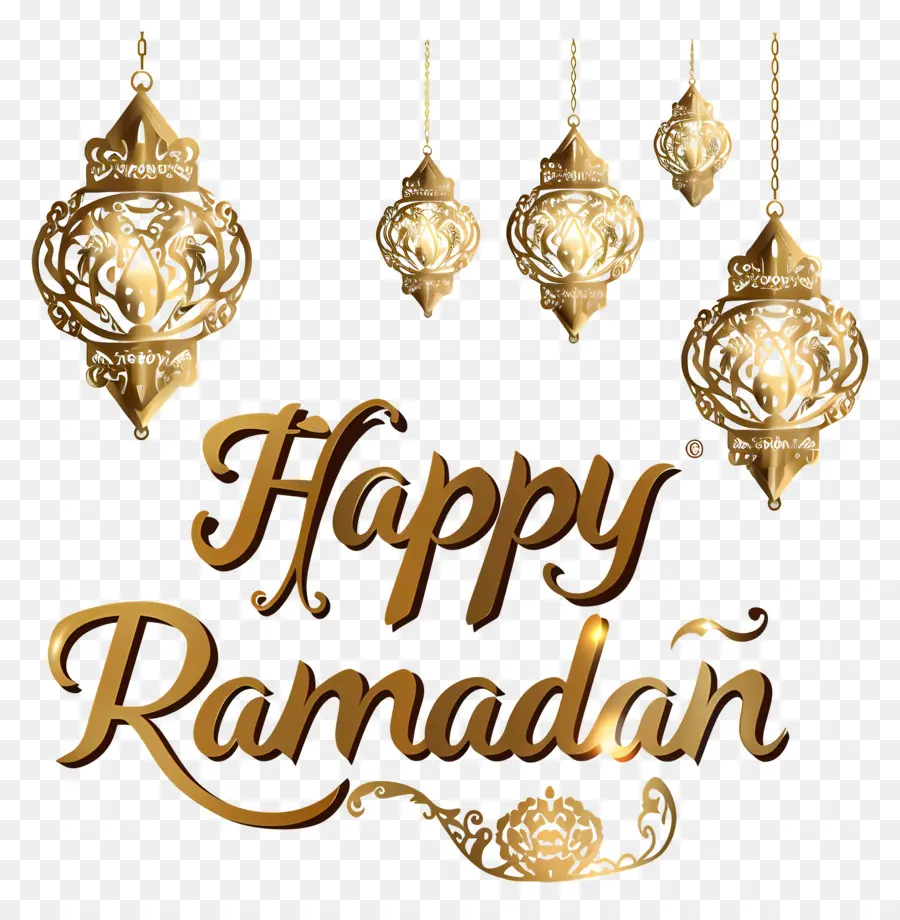 Happy Ramadhan，Golden Chandelier PNG