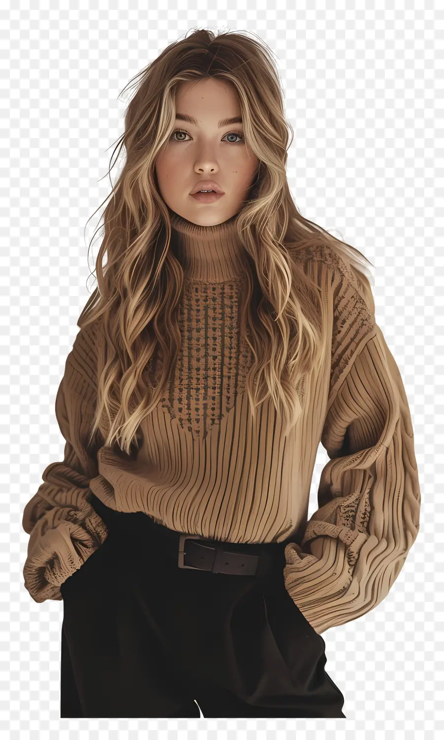 Sydney Sweeney，Wanita Dengan Sweter Coklat PNG