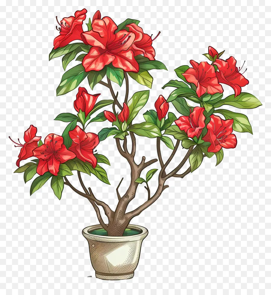 Tanaman Azalea，Pot Bunga PNG