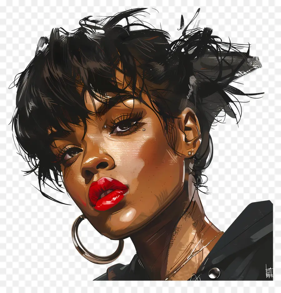 Robyn Rihanna Fenty，Wanita Dengan Bibir Merah PNG