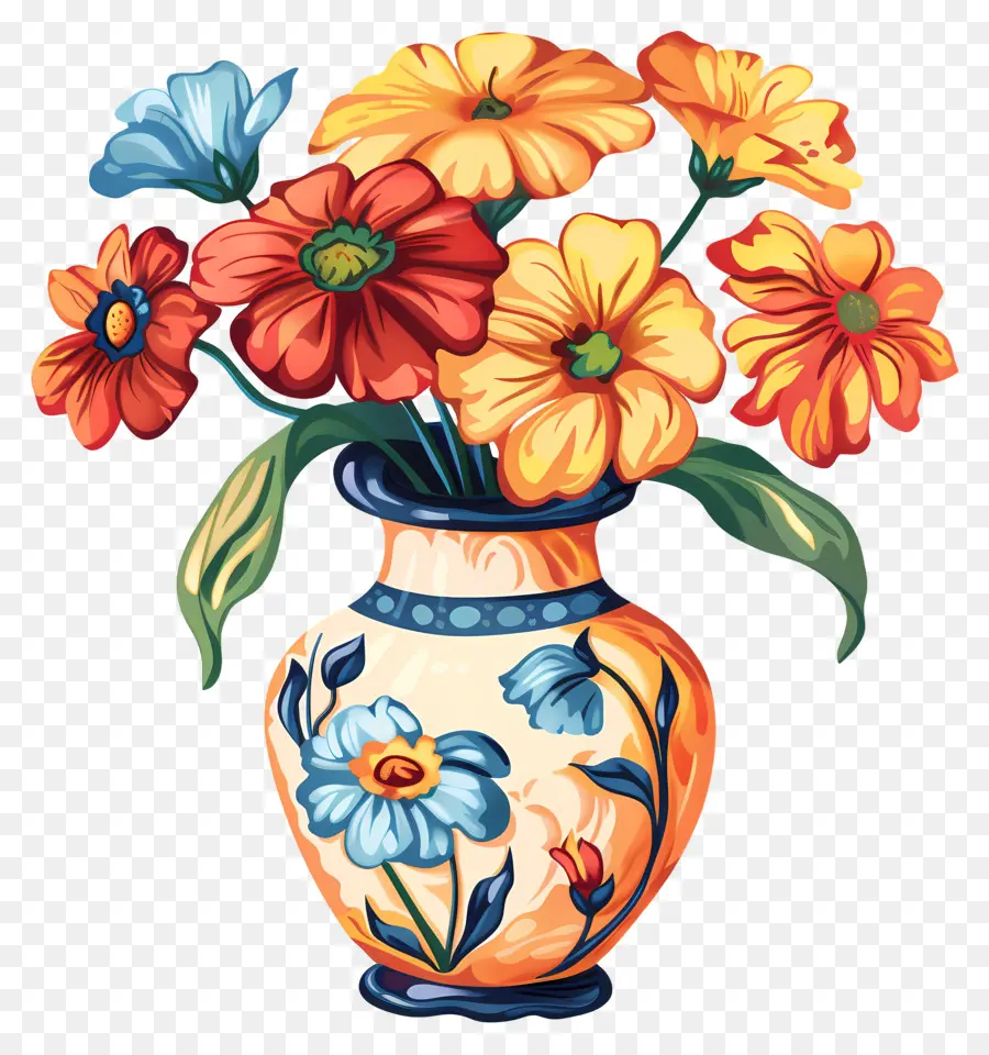 Vas Dengan Bunga，Bunga Berwarna Warni PNG