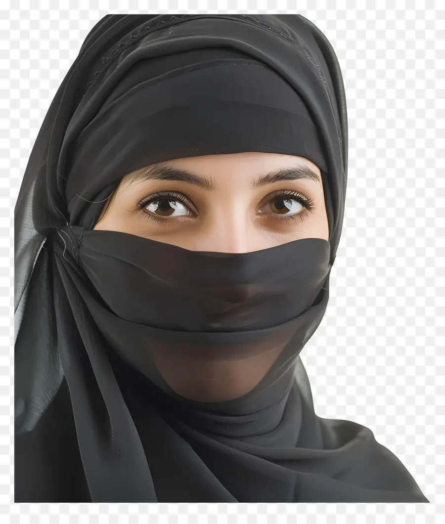 Wanita Muslim，Wanita Berkerudung Hitam PNG