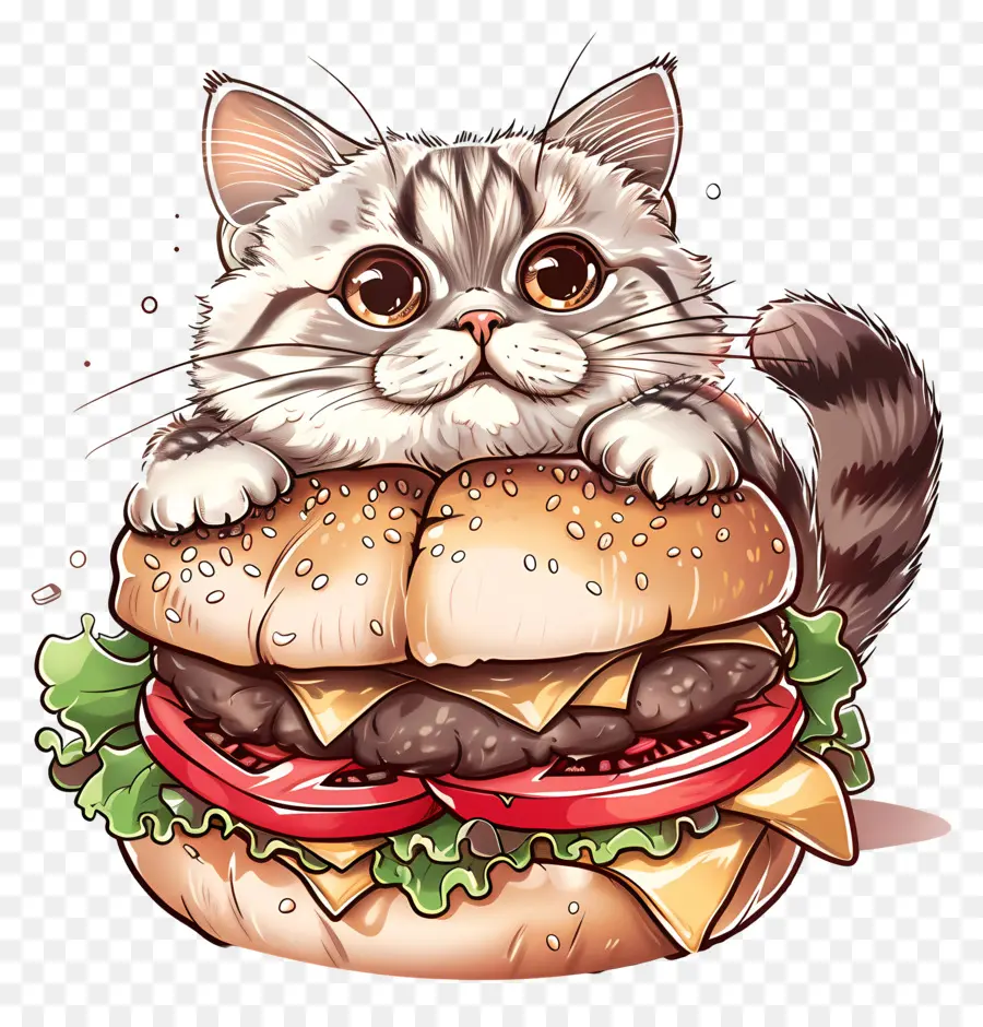 Kucing Di Hamburger，Kucing PNG