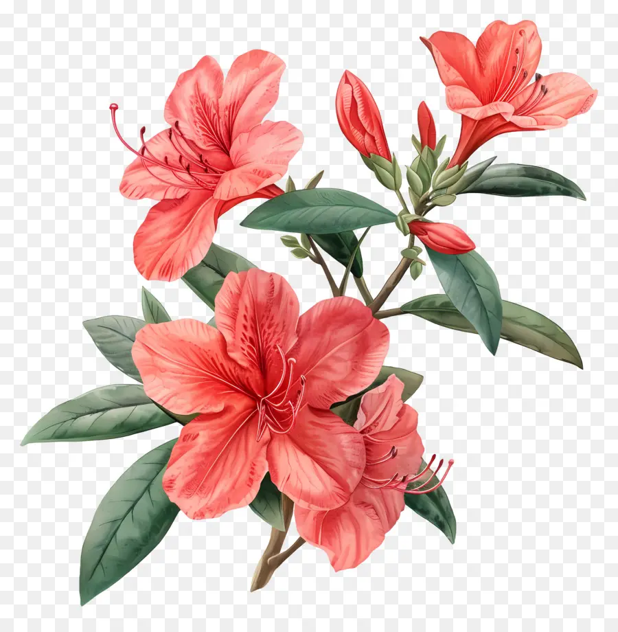 Tanaman Azalea，Bunga Bunga Merah PNG