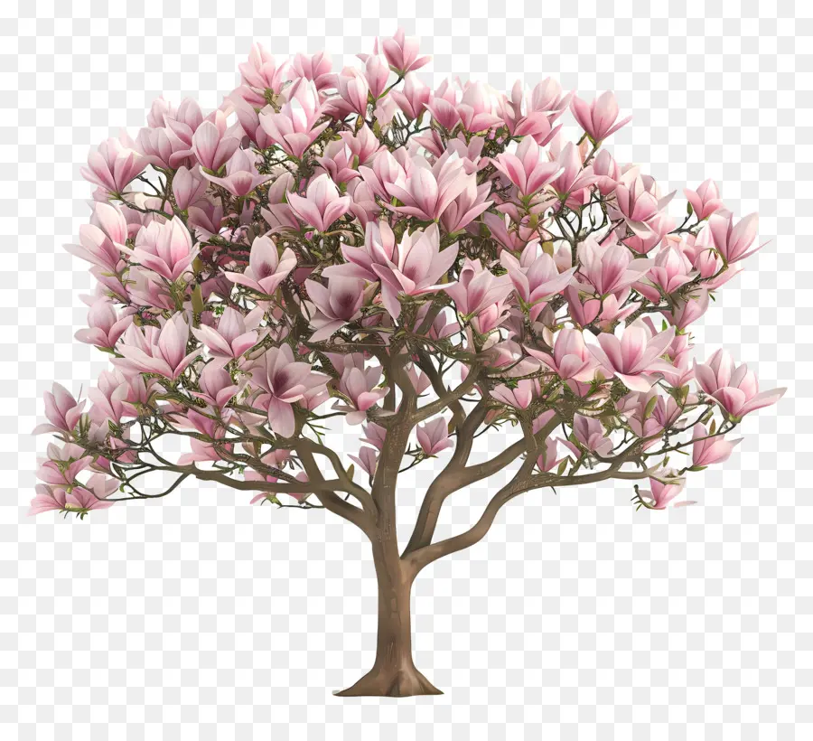Pohon Magnolia，Pohon Berbunga Merah Muda PNG