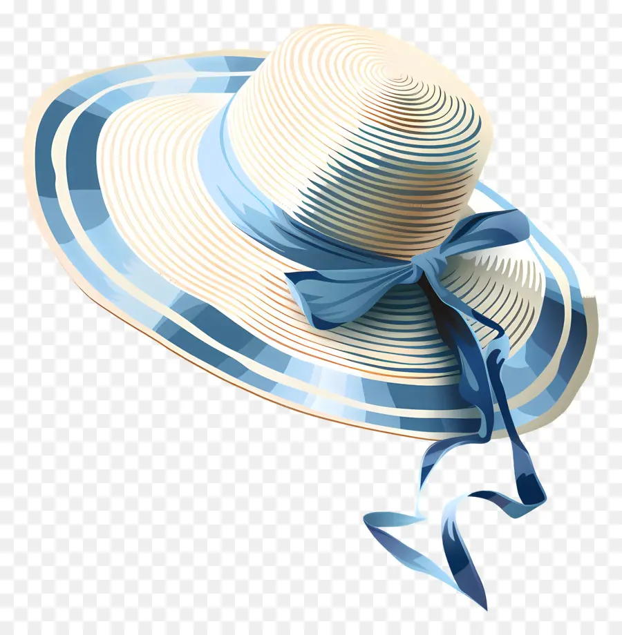 Topi Matahari Jerami，Topi Biru Dan Putih PNG