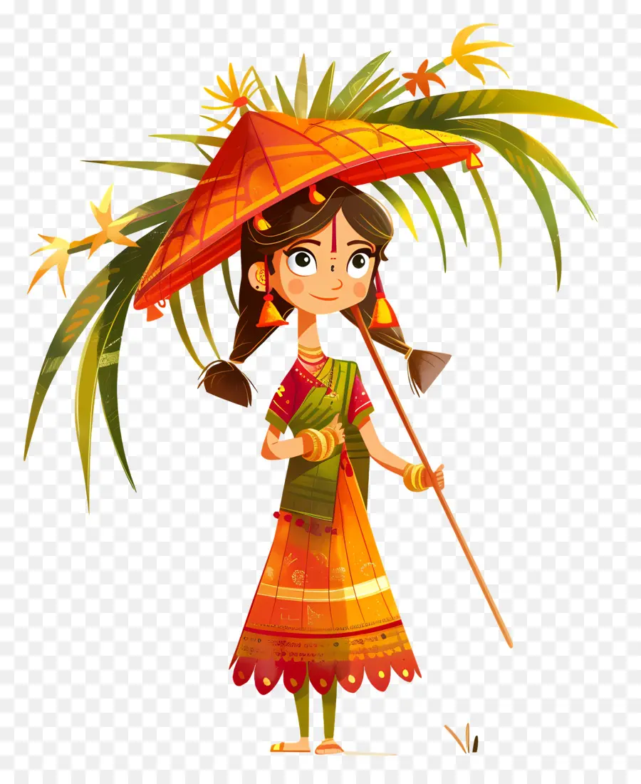 Gudi Padwa，Gadis Dengan Payung PNG