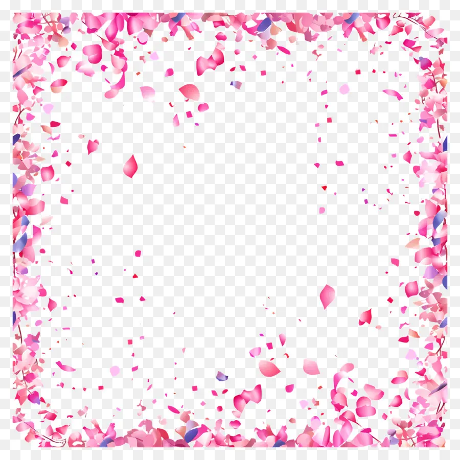 Bingkai Confetti，Bunga Merah Muda PNG