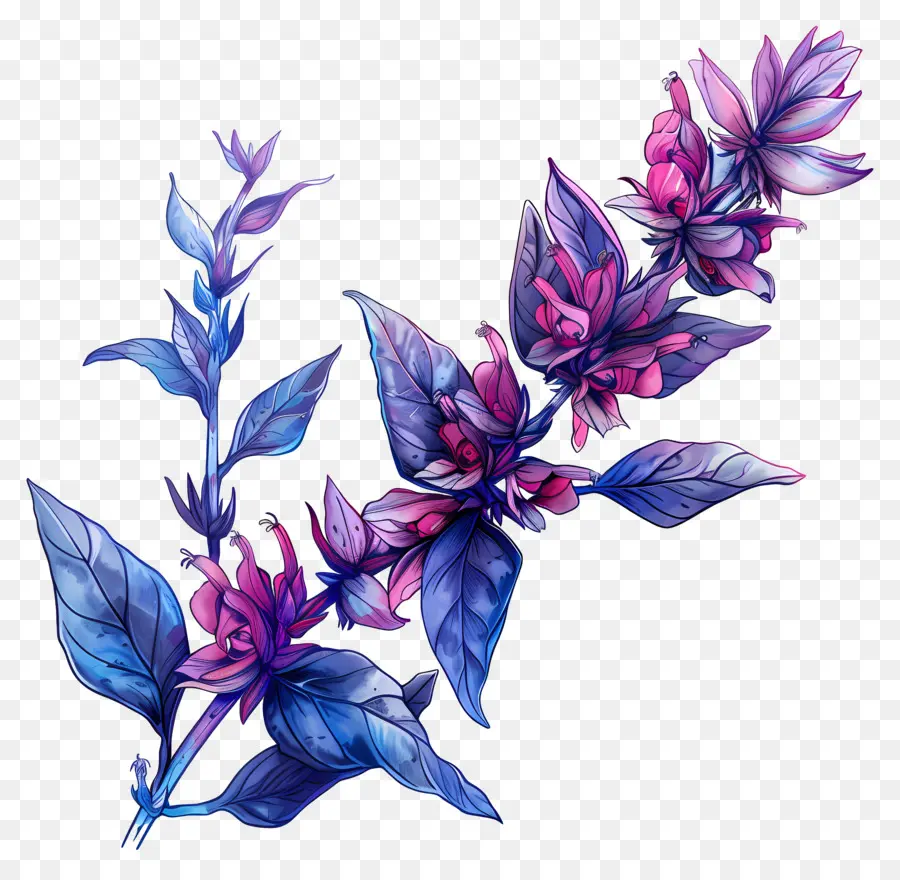 Salvia，Bunga Merah Muda PNG
