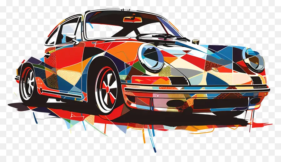 Siluet Porsche，Mobil Seni Abstrak PNG