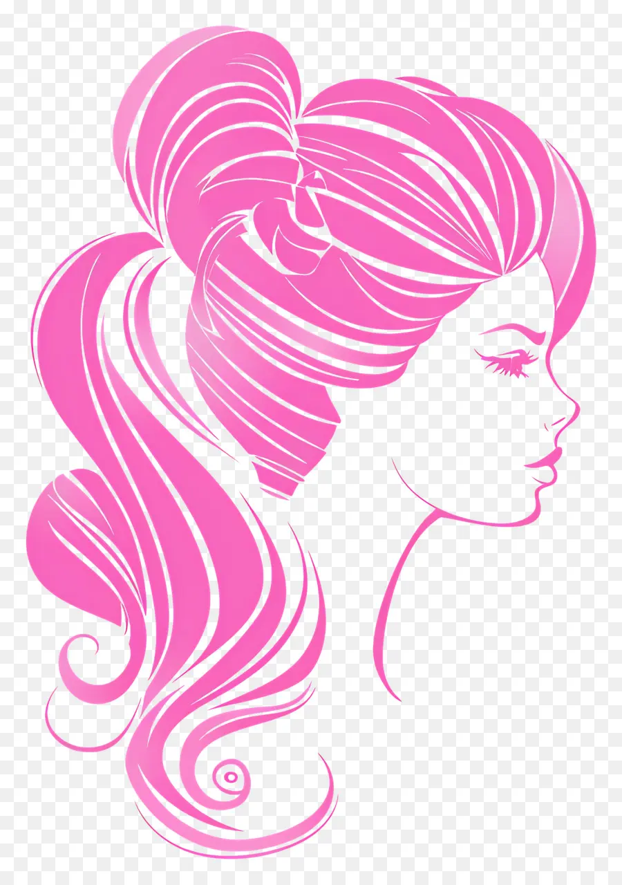Siluet Kepala Barbie Merah Muda，Panjang Rambut PNG