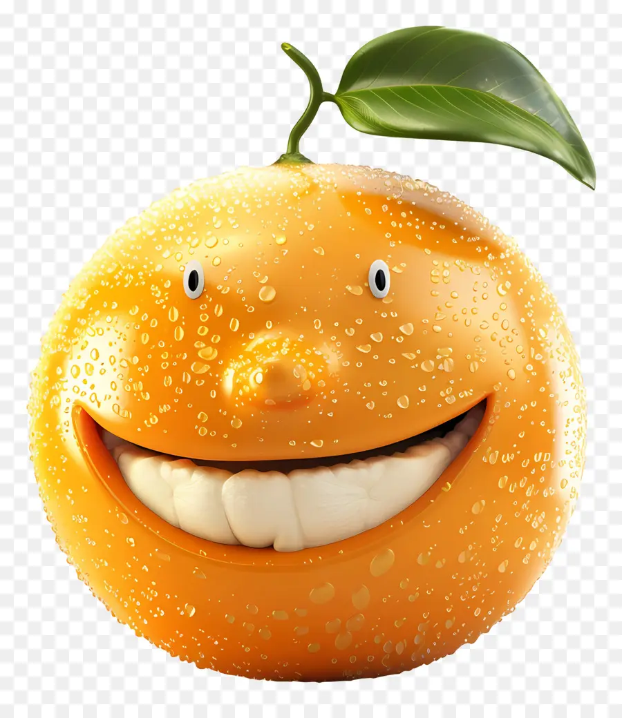 Buah Kartun 3d，Wajah Senyum Oranye PNG