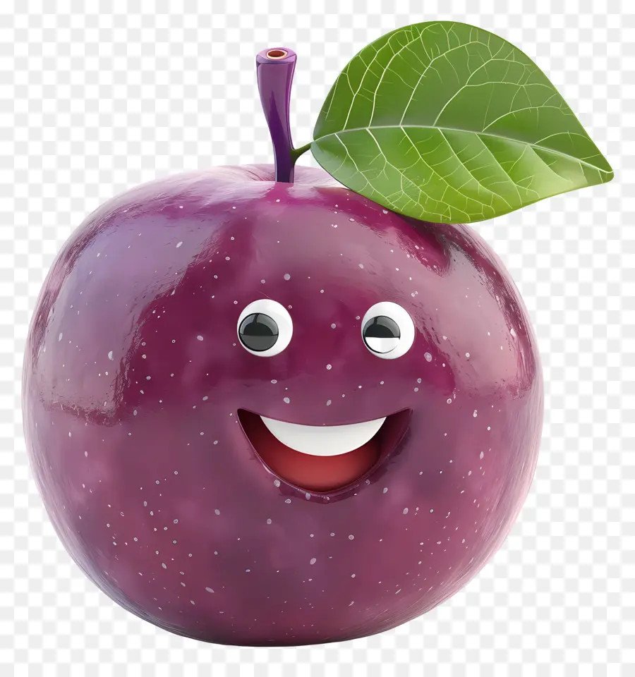 Buah Kartun 3d，Plum Tersenyum PNG