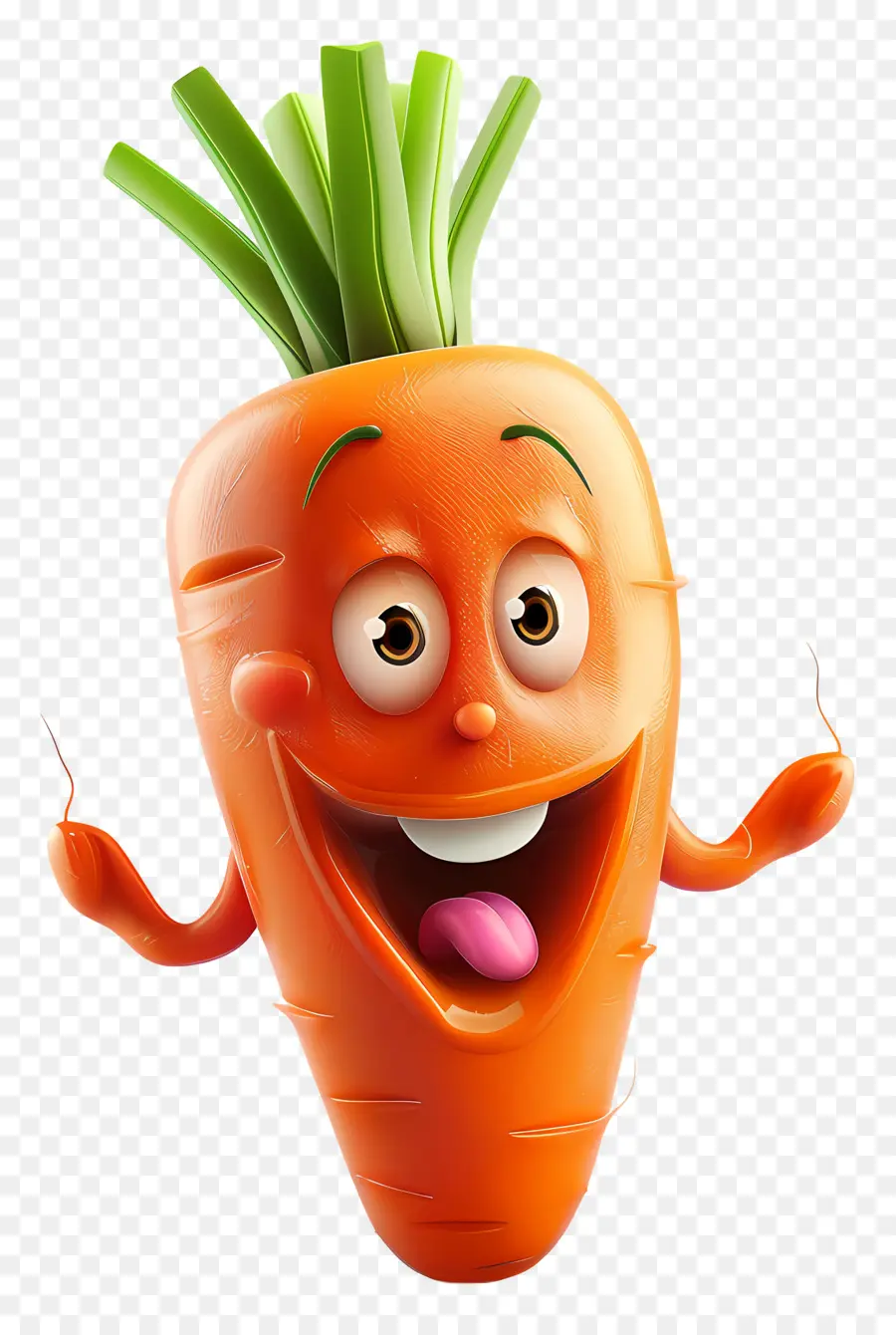 Sayuran Kartun 3d，Happy Carrot PNG