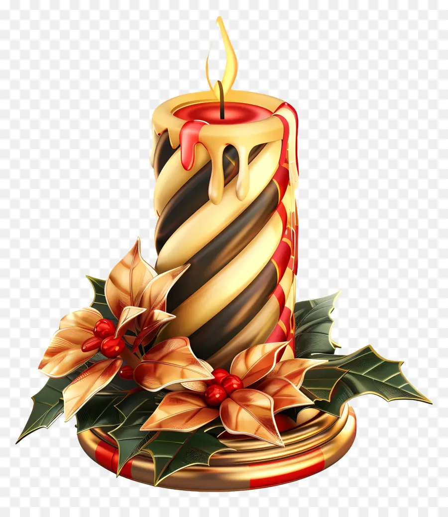 Lilin Natal，Ornamen Merah Dan Putih PNG