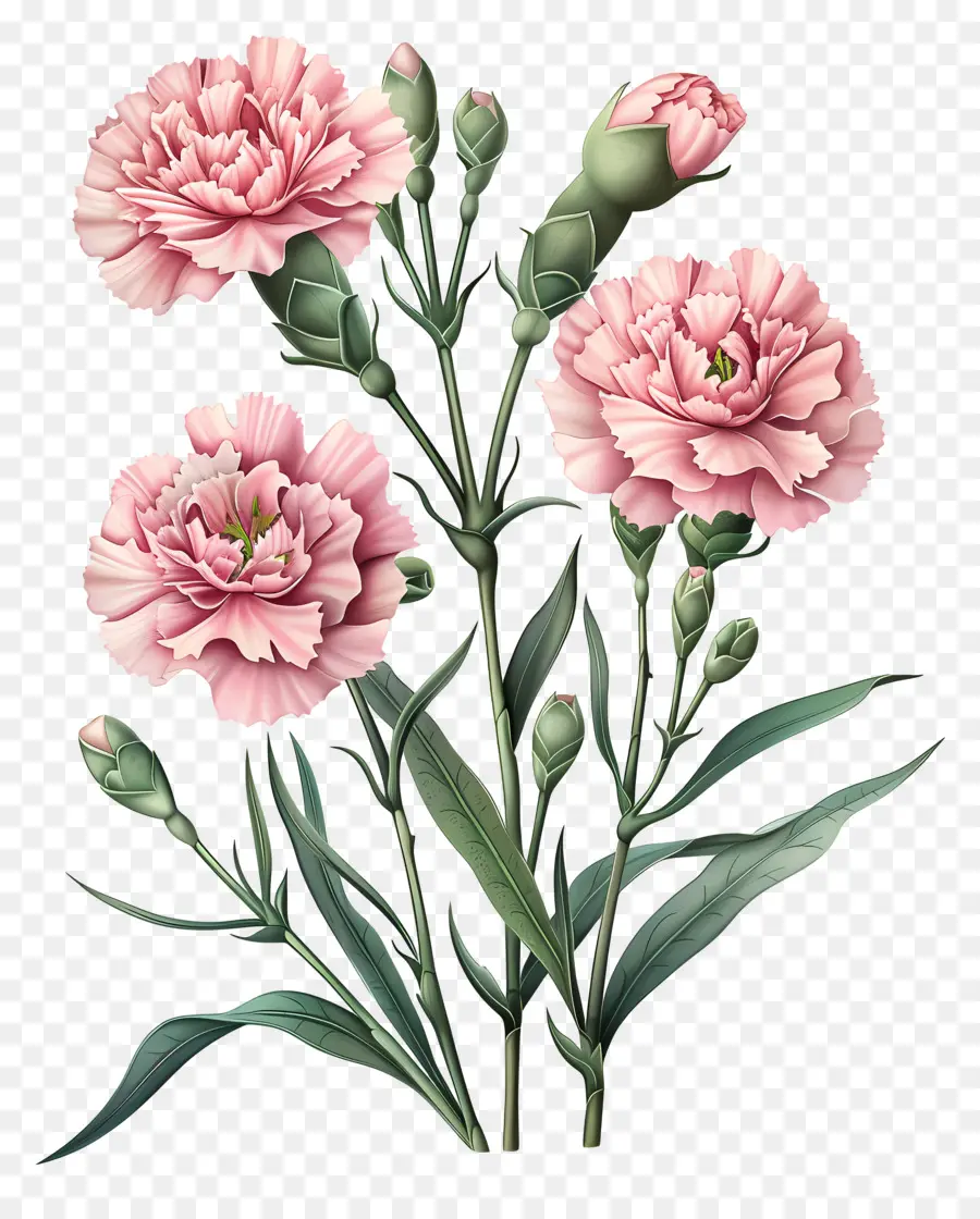 Anyelir Merah Muda，Karangan Bunga PNG