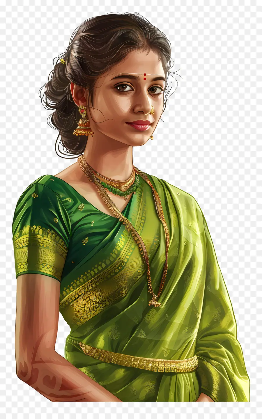 Kancheepuram Pattu Saree，Wanita Tradisional PNG