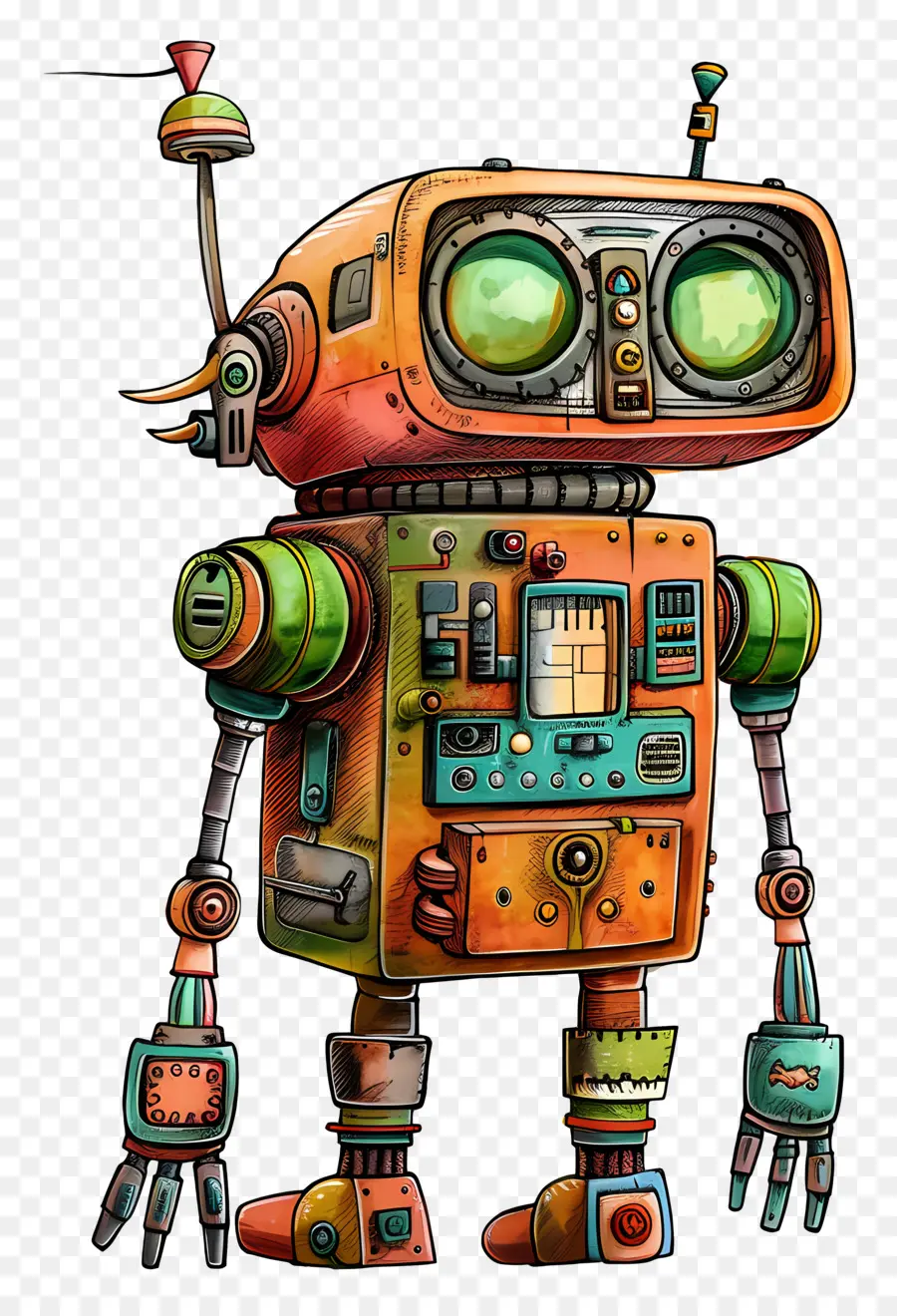 Robot，Robot Berwarna Warni PNG