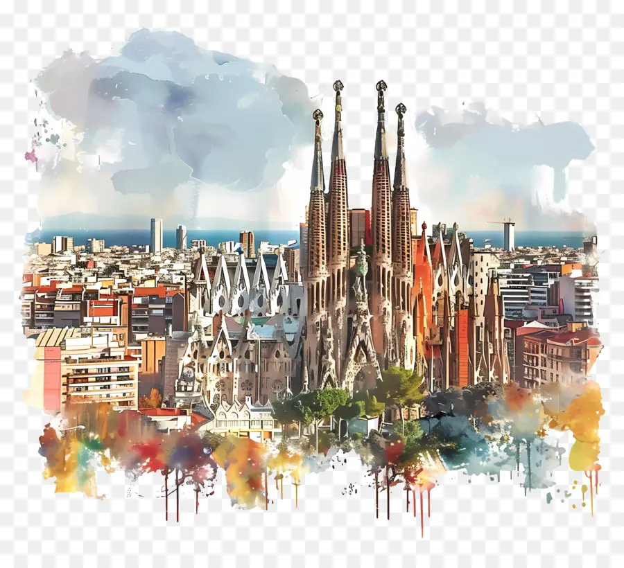 Barcelona Cakrawala，Katedral Barcelona PNG