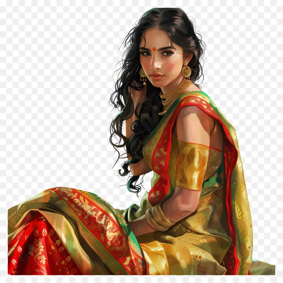 Banarasi Saree，Wanita Berpakaian Tradisional PNG